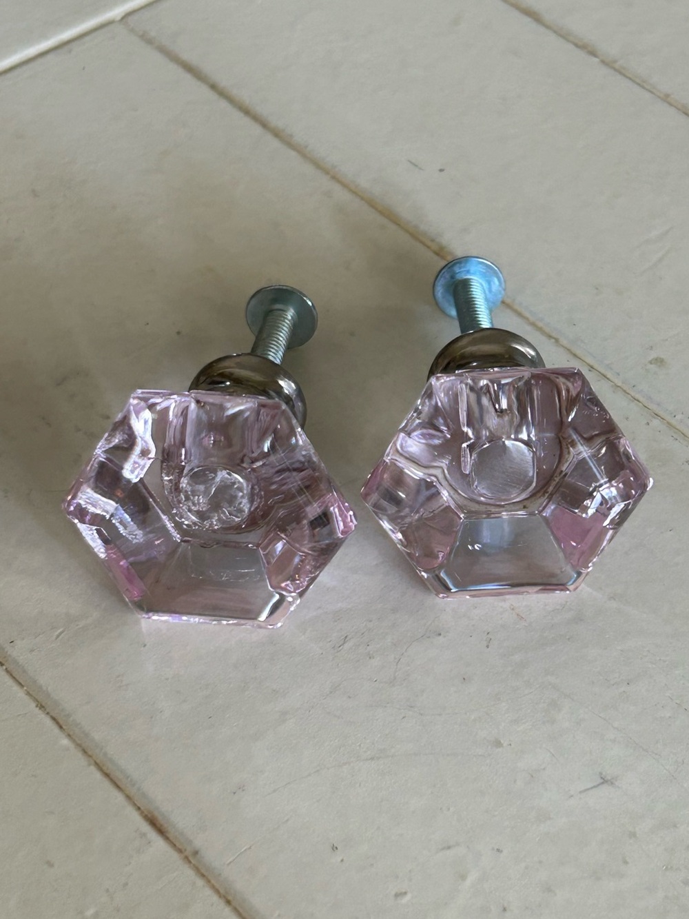 World Market Pink Acrylic Cabinet Dresser Drawer Knob ~ pack of 2